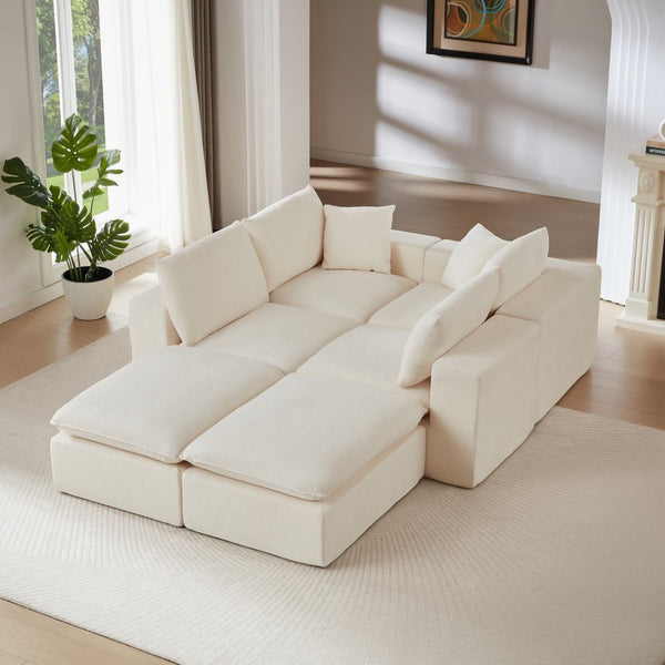 English Elm Modern Chenille Cloud Sofa Modular Sectional with Plush Cushions for Living Rooms W3396S00049