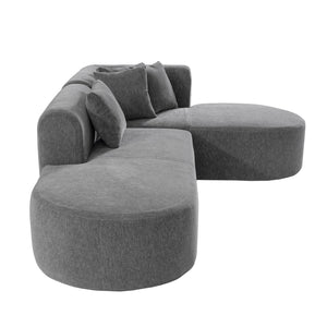 English Elm Christopher Knight Home® - Mirod Sectional Sofa with Chenille Upholstery, Tufted Curved Corner Design, Plush Foam & Springs Grey N760S0000039E