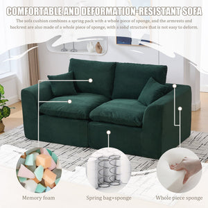 English Elm UNITED Cloud Couch Modular Sectional Sofa with Corduroy Cover, Ergonomic 2-Seater, No Assembly Needed Emerald W1568P371119