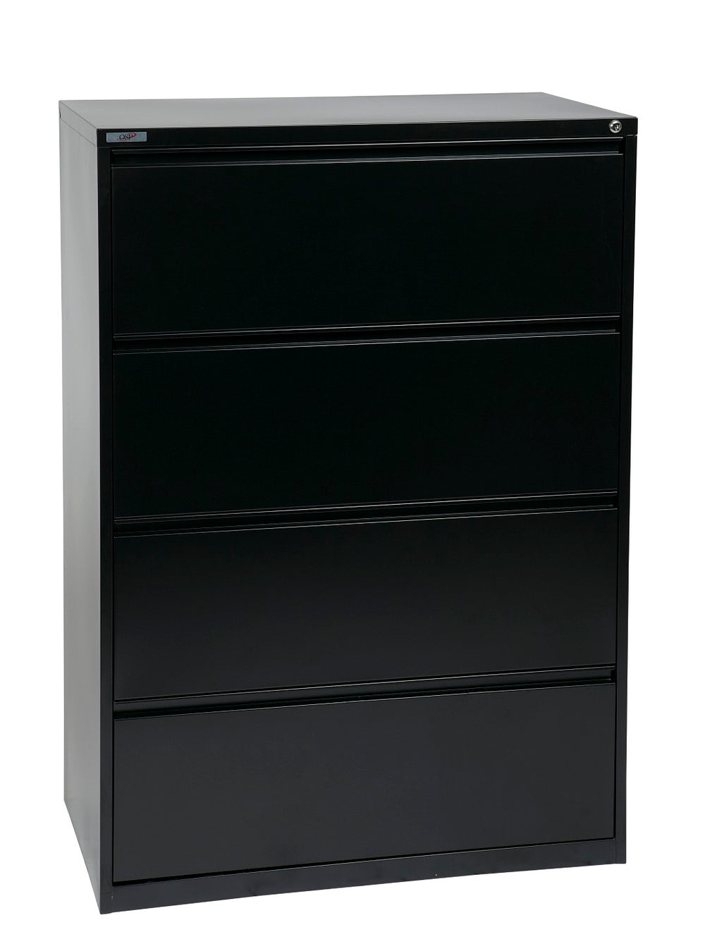 OSP Home Furnishings 36" Wide 4 Drawer Lateral File Cabinet with Ball Bearing Slides and Secure Locking LF436-B
