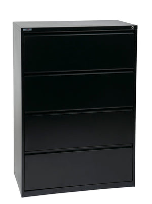 OSP Home Furnishings 36" Wide 4 Drawer Lateral File Cabinet with Ball Bearing Slides and Secure Locking LF436-B