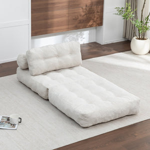 English Elm Folding Floor Sofa Bed Convertible Lounge Chair with Shredded Foam Fill for Bedroom Beige W2200P442793