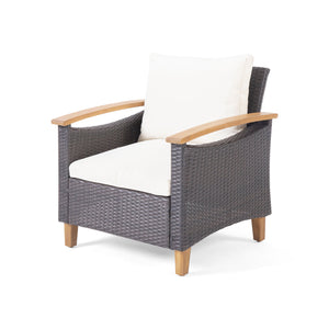 English Elm Christopher Knight Home® - ISLA Teak Chat Set with Acacia Wood Frame, Water-Resistant Cushions, Transitional Wicker Style Lounge 66579.00BRN