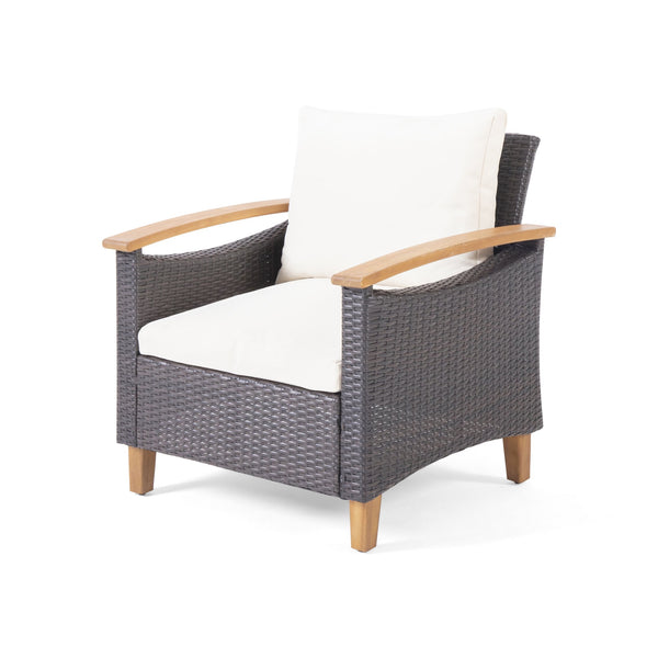 English Elm Christopher Knight Home® - ISLA Teak Chat Set with Acacia Wood Frame, Water-Resistant Cushions, Transitional Wicker Style Lounge 66579.00BRN