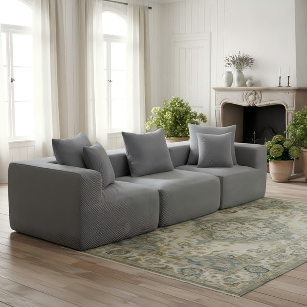 English Elm Modular Low Profile Sectional Sofa Plush Chenille Upholstery for Cozy Living Rooms W3326S00031