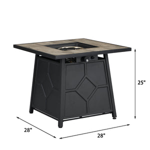 English Elm Fire Pit Table 50,000 BTU Propane Outdoor Patio Firepit with Auto-Ignition, Tile Top, CSA-Certified Grey 32.09 L x 32.09 W x 9.45 H T3609P332394