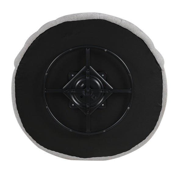 English Elm Transitional Hoople Channel Tufted Swivel Chair with Curved Back and 360° Base Upholstered Accent Piece Light Gray 45 L x 43 W x 26 H B2741P400834