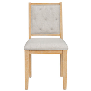 English Elm TREXM Retro 5-Piece Extendable Round-to-Oval Dining Set with Upholstered Chairs and Distressed Finish Natural ST000144AAD