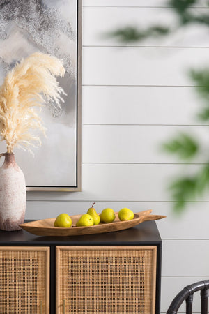 English Elm 23.6x6.3x2" Teak Wood Decorative Plate Carrot Shape – Natural Finish, 100% Teak Accent Tray for Centerpieces W2078P391137