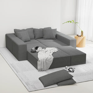 English Elm Modern Upholstered Sectional Sofa Set, Modular 132" L-Shaped Chenille Couch, No Assembly, Plush Comfort and Versatile Configuration Grey W834S00375