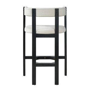 English Elm Bar Stools Set of 2 Rubberwood Barrel Back Counter Height Kitchen Island Seating Beige+Black N771P375076B