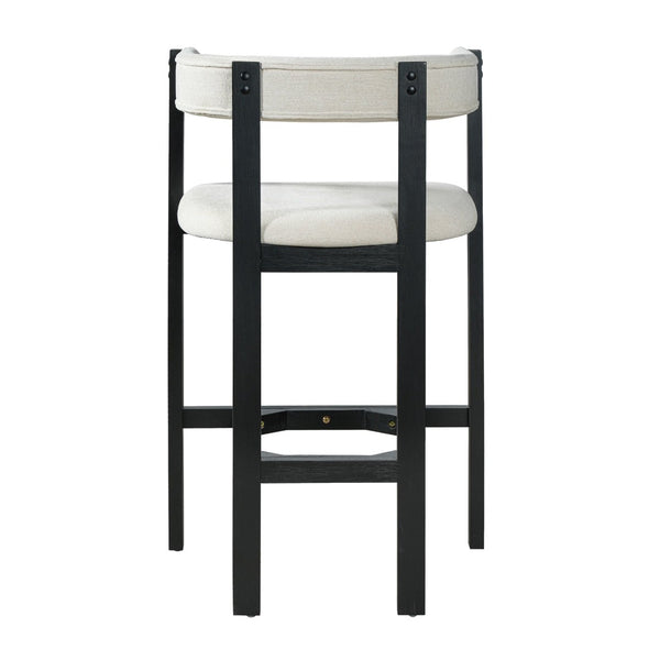 English Elm Bar Stools Set of 2 Rubberwood Barrel Back Counter Height Kitchen Island Seating Beige+Black N771P375076B