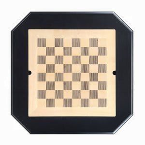 English Elm Black Reversible Game Table with 2 Drawers — Compact Pedestal Base, Chess/Backgammon Tray & Storage B062P209328