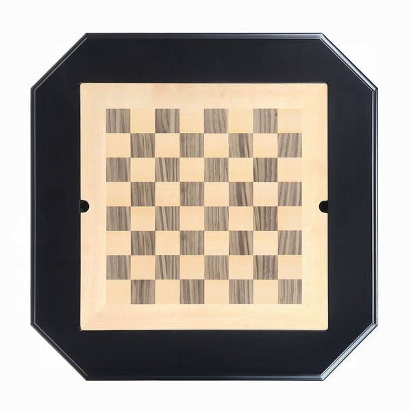 English Elm Black Reversible Game Table with 2 Drawers — Compact Pedestal Base, Chess/Backgammon Tray & Storage B062P209328