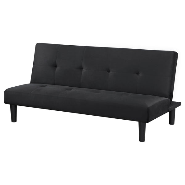 English Elm Boston Armless Tufted Convertible Sofa Bed - Compact Black Upholstered Frame, Cozy Guest Seating and Lounging Space for Small Living Rooms B062P354048