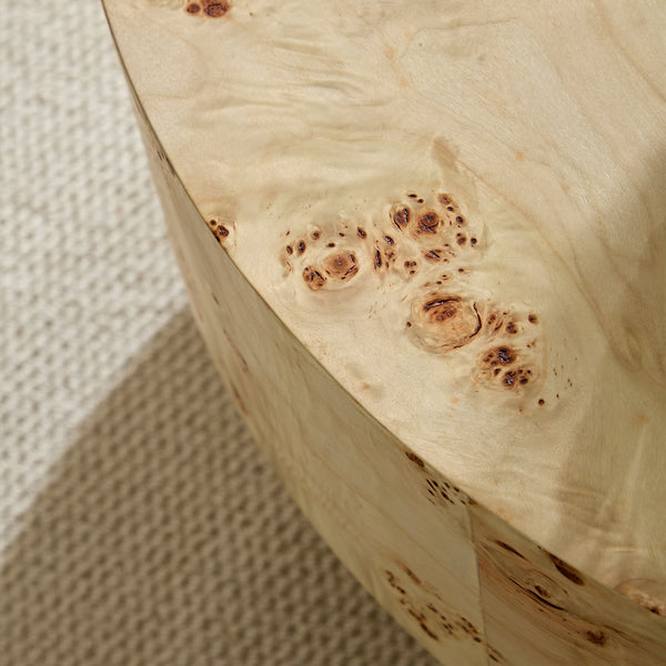 English Elm 31.49''Mid Century Modern Round Burl Coffee Table with Sturdy Pedestal, Compact 31.49" Table for Apartments W876P279838