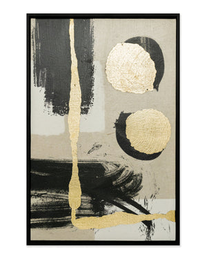 Sunpan Multiple Lives Wall Art Set of 5 - Luxe Canvas Prints with Gold Detail & Textured Dimensions