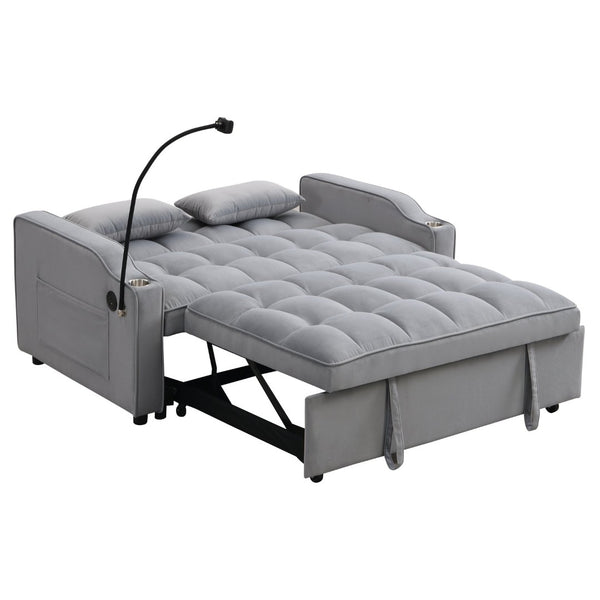 English Elm Modern Velvet Convertible Loveseat Sleeper Sofa with Reclining Backrest for Small Spaces W311P195252