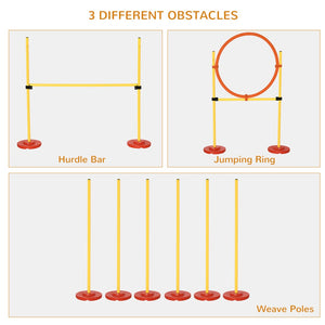 English Elm Pawhut Dog Agility Obstacle Set with Hoop Hurdle and Weave Poles Portable Kit W2225P200740
