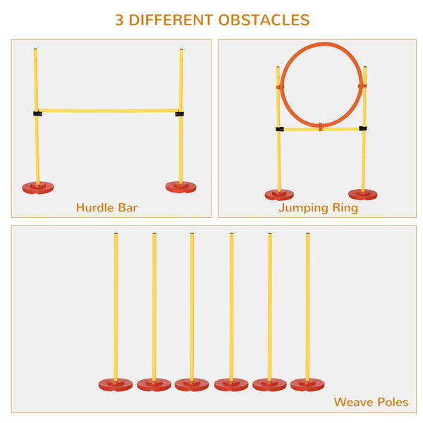 English Elm Pawhut Dog Agility Obstacle Set with Hoop Hurdle and Weave Poles Portable Kit W2225P200740