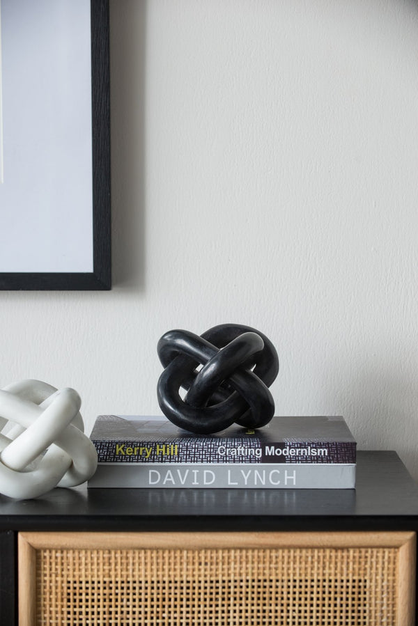 English Elm 6x6x6" Marble Chain Sculpture — Minimalist Interlocking Abstract Accent for Mantel, Table, Shelf Black W2078P357113