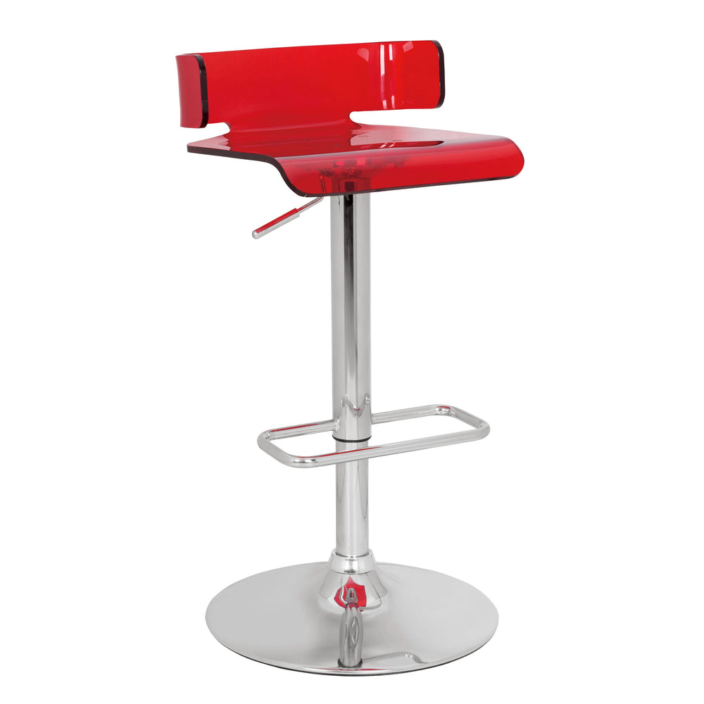 English Elm Red Red and Chrome Adjustable Swivel Stool with Gas Lift 360° Swivel Low Back Support, 35.5" H B062P186418