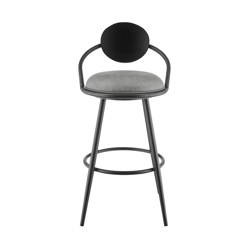 English Elm Lacey Swivel Barstool Matte Iron Base Faux Leather Seat Mid-century Kitchen Bar B2736P464811