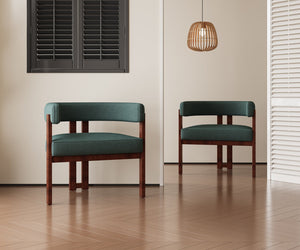 English Elm Modern Chenille Barrel Dining Chair with Metal Base, Plush Foam Seat, Compact Accent Seat for Home Emerald W395P233455