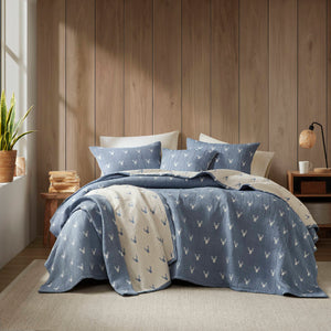 English Elm 3 Luxe Matelassé Coverlet Set Full/Queen with Two Standard Shams – Lightweight Polyester, Textured Elegance Blue 18.7 L x 14.76 W x 5.32 H B035P366538