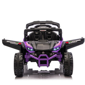 English Elm 24v Kids Utv Ride on with Dual 80w Motors Remote Control and Four Wheel Suspension Purple+Black W1578P343323