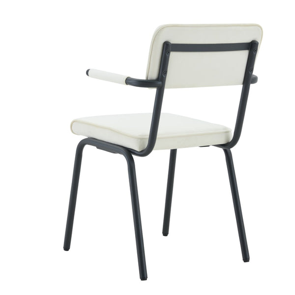English Elm Dining Chairs Set of 2 Velvet Upholstered with Hangable Arms and Metal Legs W3493P449270