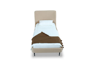 English Elm Twin Velvet Upholstered Bed with Arched Headboard and Sleek Metal Legs for Bedroom Black+Taupe B365S00155