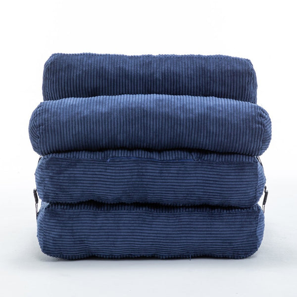 English Elm Folding Floor Sofa Bed Convertible Sleeper Chair with Shredded Foam Corded Fabric Dark Blue W2200P442795