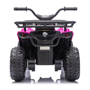 English Elm 24v Dual Motor Kids Atv Ride on with Led Lights Bluetooth Storage Racks Off Road Pink W1578P390450