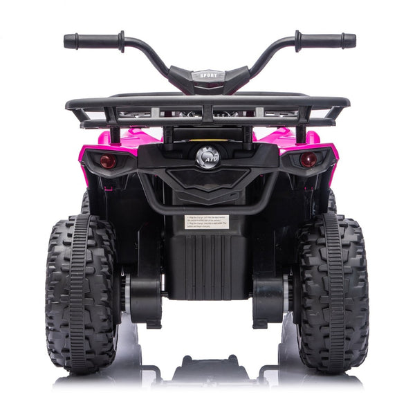 English Elm 24v Dual Motor Kids Atv Ride on with Led Lights Bluetooth Storage Racks Off Road Pink W1578P390450