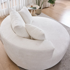 English Elm Round Swivel Barrel Chair Plush Chenille Upholstery Cozy Accent Seat for Any Room Beige W2915P338892