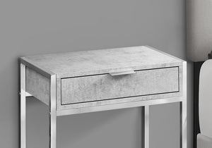 English Elm Accent Table With Storage Drawer - Modern Grey Laminate & Chrome Metal, Versatile For Living Spaces B2710P219305