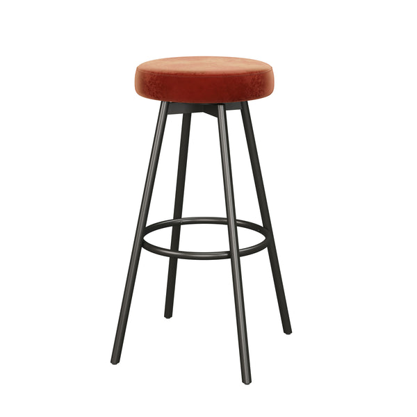 English Elm Walker Edison - Modern Modern Glam Upholstered Faux Velvet Bar Stool Set of 2 Rust Red Velvet Foam Seat Steel Frame Glam B185P168962