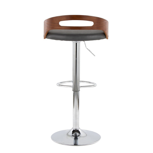 English Elm Adjustable Swivel Barstools Set of Two with Chrome Base Mid-century Kitchen Counter Seating Walnut B202S01966