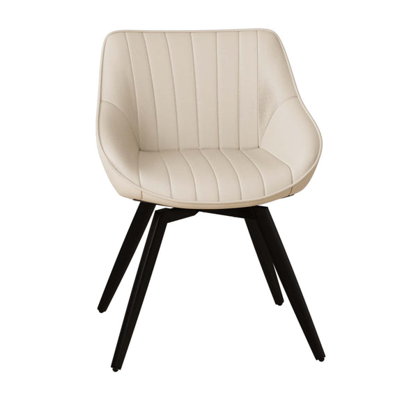 English Elm A set of 4 dining chairs featuring ergonomic PU upholstery, sturdy black metal legs and modern flair Black White W2189S00744