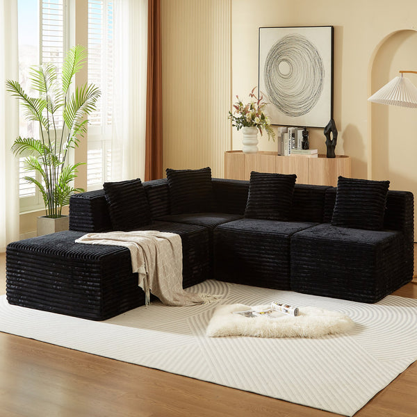 English Elm Modular Sectional Couches For Living Room - Versatile L-Shape Sofa With Cloud-Like Comfort & Style W3434S00003