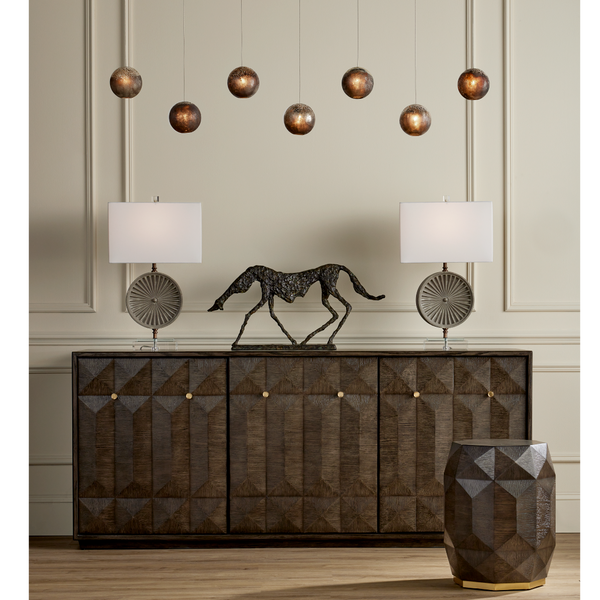 Kendall Dove Gray Credenza with Polished Brass Accents - Contemporary Storage for Modern Homes