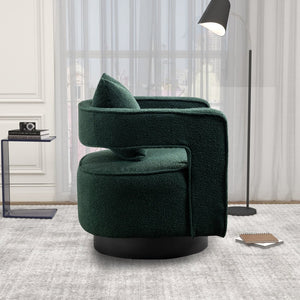 English Elm 29.13"w Boucle Swivel Accent Chair Open Back 360 Rotation Modern Lounge Seating Green W3188P417877