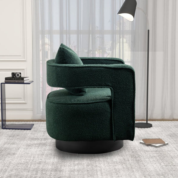 English Elm 29.13"w Boucle Swivel Accent Chair Open Back 360 Rotation Modern Lounge Seating Green W3188P417877