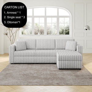 English Elm 106.3" Modern Light Gray 3-Person Sofa With Hydraulic Lift Storage & Stylish Throw Pillows For Comfort W1767S00010