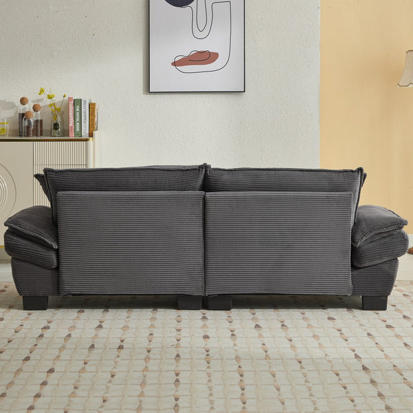 English Elm Corduroy Stylish Sleeper Sofa Loveseat with Dual-Layer Cushions & Two Support Pillows, Sturdy Frame Grey W676P184143