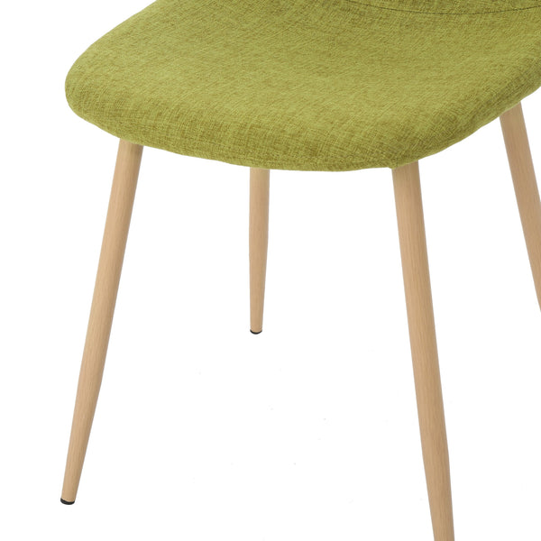 English Elm Christopher Knight Home® - DINING Contoured Fabric Dining Chair with Iron Legs Wood-Finish, Upholstered Comfort and Durable Design Green 60787.00GRN