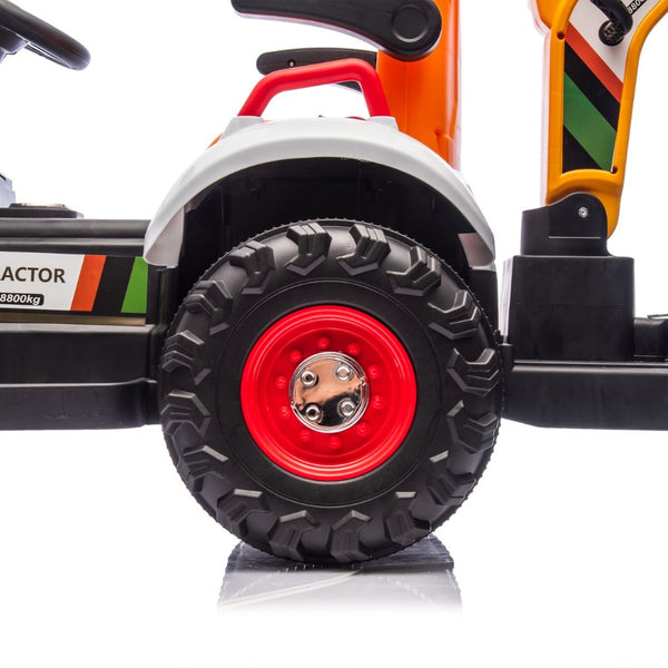 English Elm 24v Kids Electric Ride on Construction Tractor Swivel Seat Remote Control Toy W1578P294833