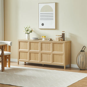 English Elm 67'' Scandinavian Oak Sideboard with Touch Latch Doors Soft Close Hinges Living Room Storage Oak W1820P420817