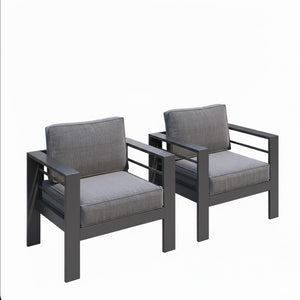 English Elm 2-pack Outdoor Cast Aluminum Armchairs with Uv Resistant Olefin Cushions for Patio Gray+Gray B082P454995